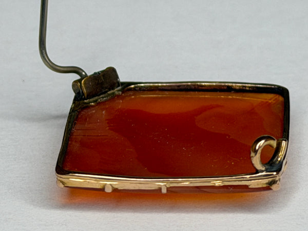 Rare Georgian Square Carnelian Agate Brooch 9ct Gold