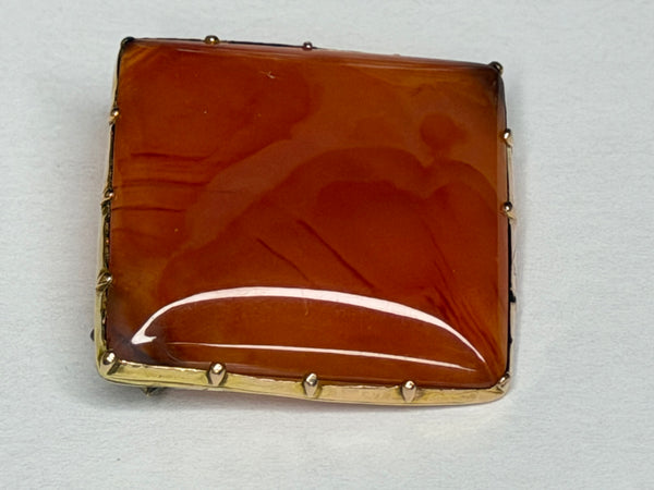 Rare Georgian Square Carnelian Agate Brooch 9ct Gold
