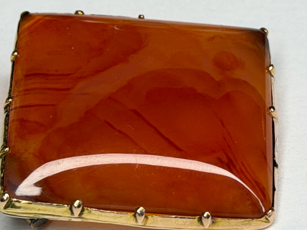Rare Georgian Square Carnelian Agate Brooch 9ct Gold