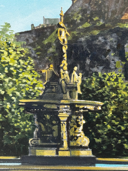Scottish Jewel of Edinburgh at Dawn: Castle & Ross Fountain Painting
