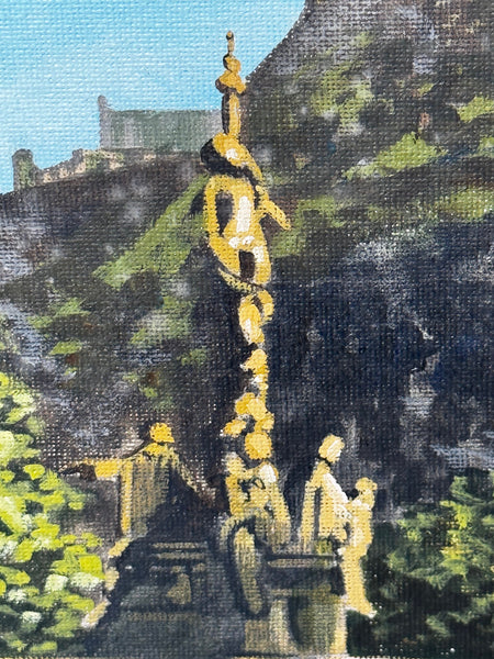 Scottish Jewel of Edinburgh at Dawn: Castle & Ross Fountain Painting