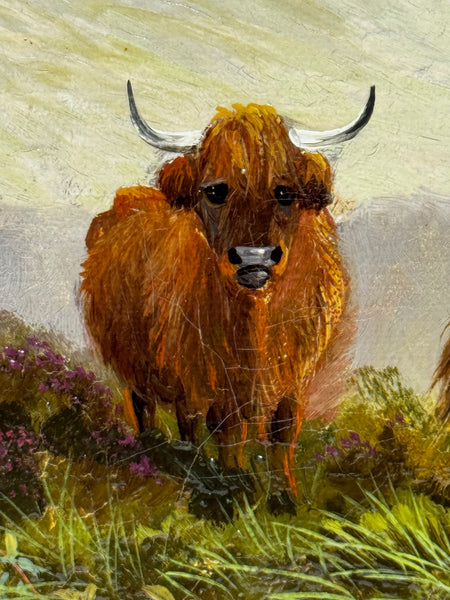 🌄 First Light over Ben Lawers: Highland Cattle Beside Loch Tay By Tom Seymour Oil on Canvas C1880