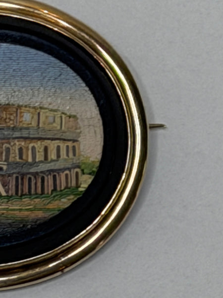 Italian Grand Tour Micromosaic Gold Brooch Colosseum Rome Circa 1870