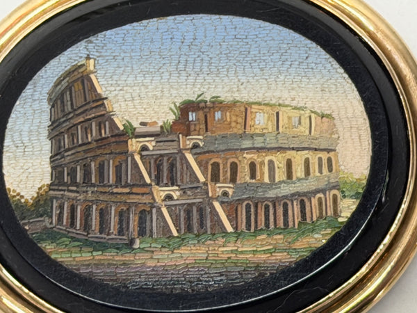 Italian Grand Tour Micromosaic Gold Brooch Colosseum Rome Circa 1870