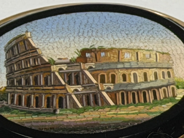 Italian Grand Tour Micromosaic Gold Brooch Colosseum Rome Circa 1870
