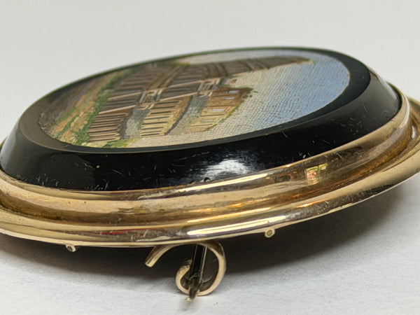Italian Grand Tour Micromosaic Gold Brooch Colosseum Rome Circa 1870