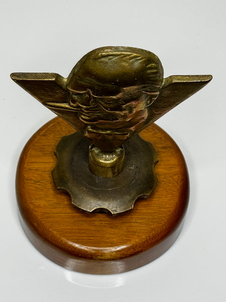 WW2 Rare Small Winston Churchill V For Victory Bronze Car Mascot Sculpture