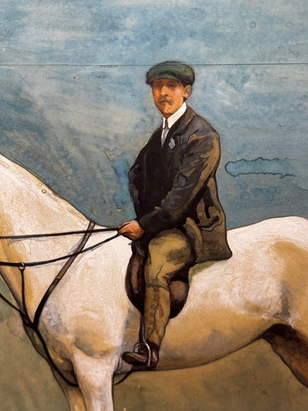 🎨 Edwardian Painting Champion  Pretty Polly Prize-Winning Grey Mare Horse with Groom Hertfordshire County Show 1908 by John Edwin Noble