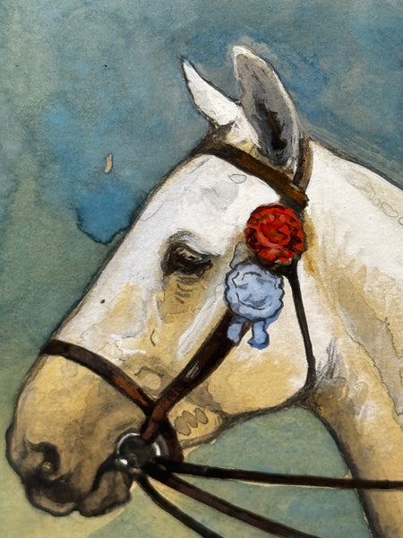 🎨 Edwardian Painting Champion  Pretty Polly Prize-Winning Grey Mare Horse with Groom Hertfordshire County Show 1908 by John Edwin Noble