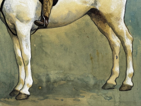 🎨 Edwardian Painting Champion  Pretty Polly Prize-Winning Grey Mare Horse with Groom Hertfordshire County Show 1908 by John Edwin Noble