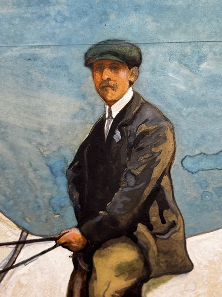 🎨 Edwardian Painting Champion  Pretty Polly Prize-Winning Grey Mare Horse with Groom Hertfordshire County Show 1908 by John Edwin Noble