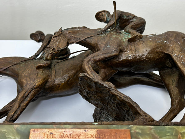 Equine Bronze Race Horses & Jockeys Galloping Triumph Hurdle Sculpture