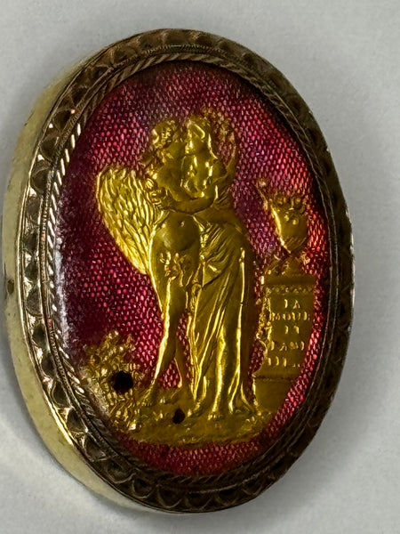 Neoclassical 14ct Gold French 18th Century Jewel Cupid and Psyche Brooch, c.1760