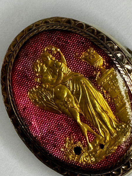 Neoclassical 14ct Gold French 18th Century Jewel Cupid and Psyche Brooch, c.1760