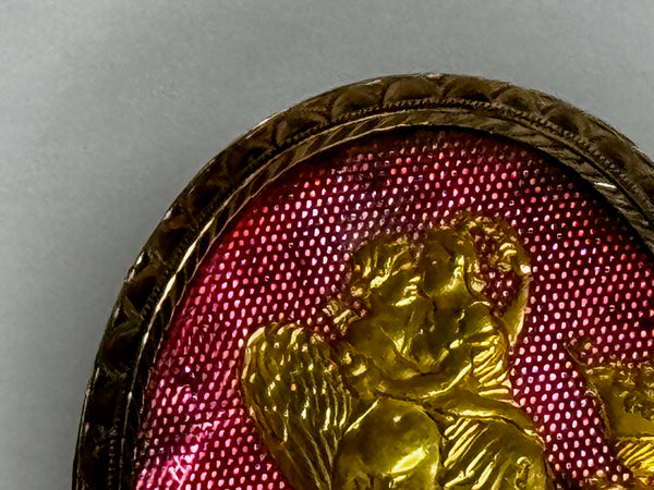 Neoclassical 14ct Gold French 18th Century Jewel Cupid and Psyche Brooch, c.1760