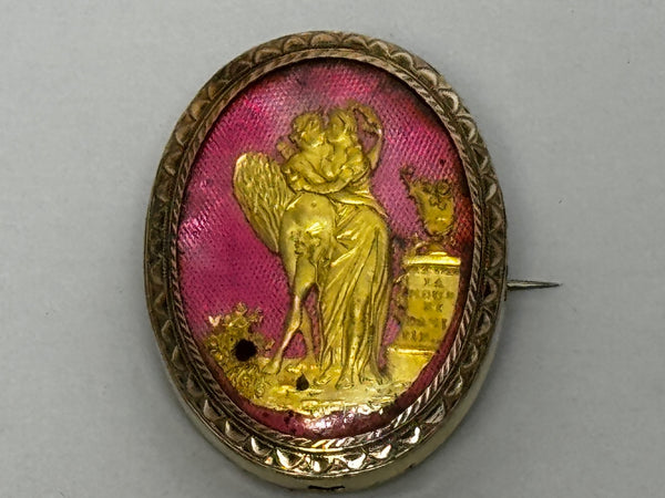 Neoclassical 14ct Gold French 18th Century Jewel Cupid and Psyche Brooch, c.1760