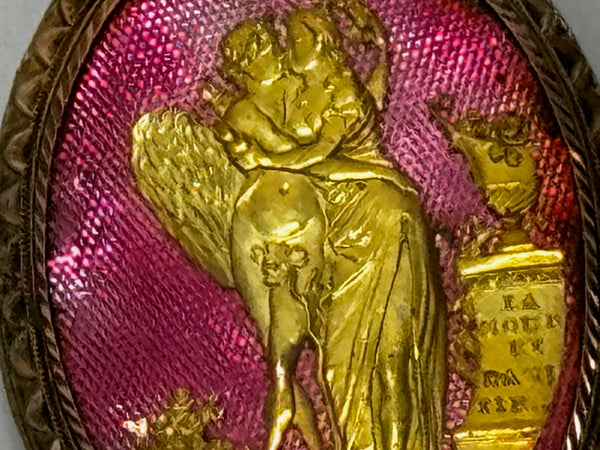 Neoclassical 14ct Gold French 18th Century Jewel Cupid and Psyche Brooch, c.1760