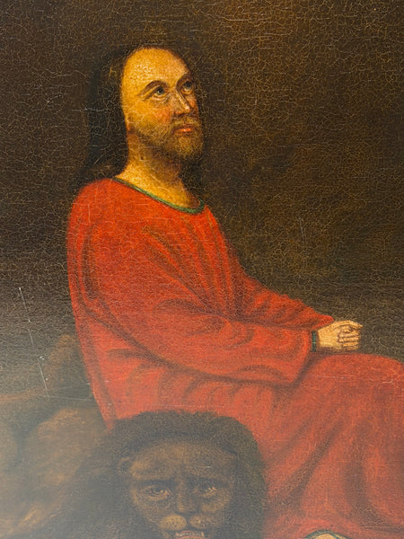 19th Century Oil Painting Daniel in the Lions' Den