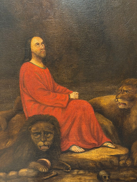 19th Century Oil Painting Daniel in the Lions' Den