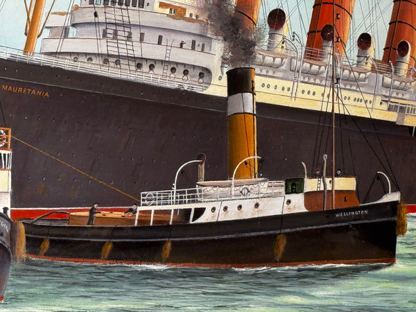 Historic Marine Painting 🚢 Docking RMS Mauretania In Liverpool 1907