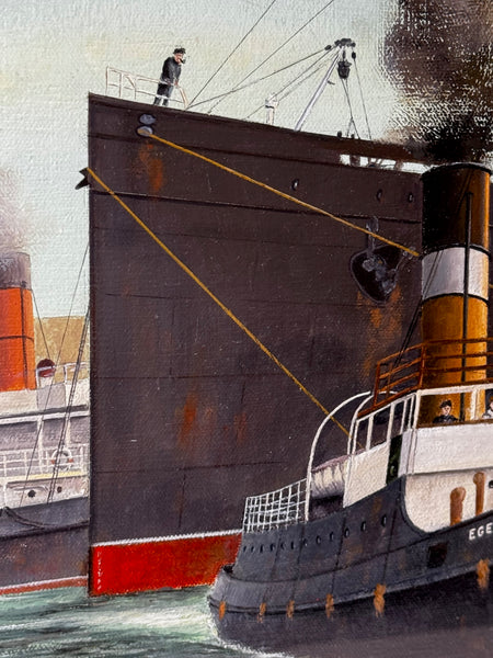 Historic Marine Painting 🚢 Docking RMS Mauretania In Liverpool 1907