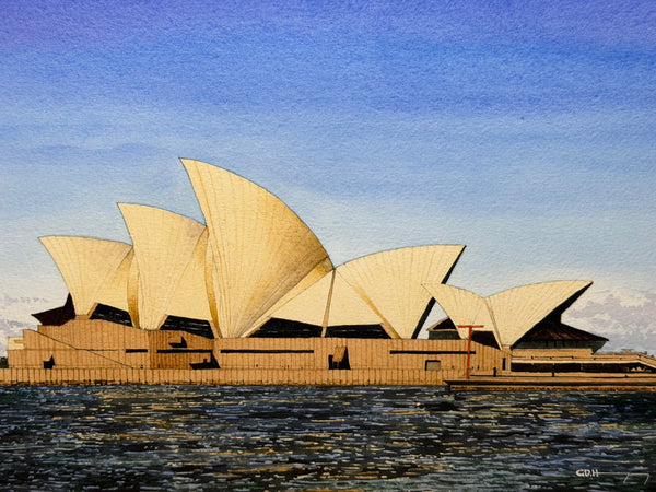Painting Of Sydney Opera House Sydney Harbour by G. Douglas Hemingway Circa 1977