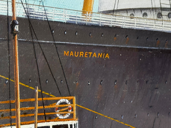 Historic Marine Painting 🚢 Docking RMS Mauretania In Liverpool 1907