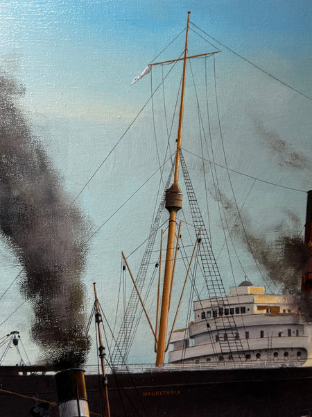 Historic Marine Painting 🚢 Docking RMS Mauretania In Liverpool 1907