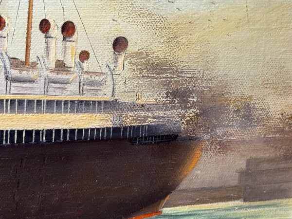 Historic Marine Painting 🚢 Docking RMS Mauretania In Liverpool 1907