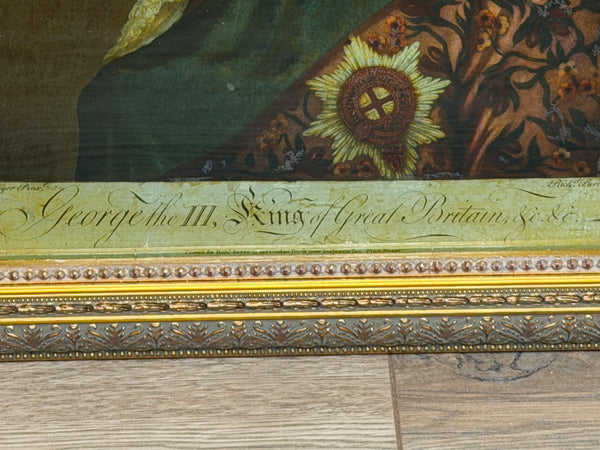 18th Century King George III  Reverse-Painted Mezzotint Engraved by Richard Purcell
