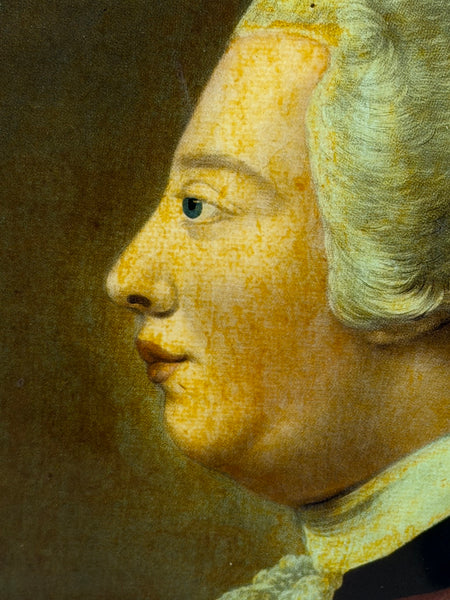 18th Century King George III  Reverse-Painted Mezzotint Engraved by Richard Purcell
