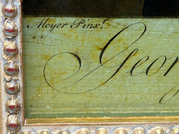 18th Century King George III  Reverse-Painted Mezzotint Engraved by Richard Purcell