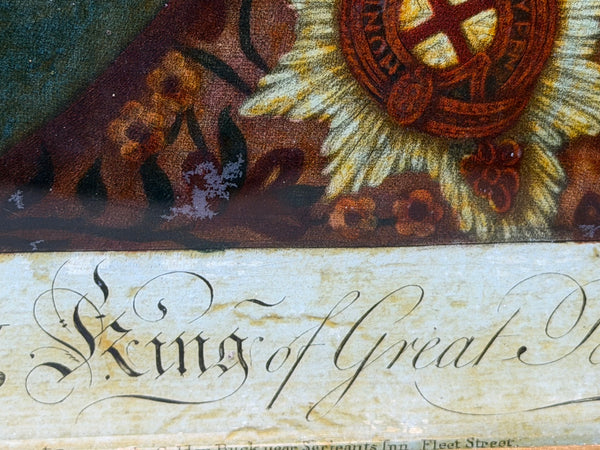 18th Century King George III  Reverse-Painted Mezzotint Engraved by Richard Purcell