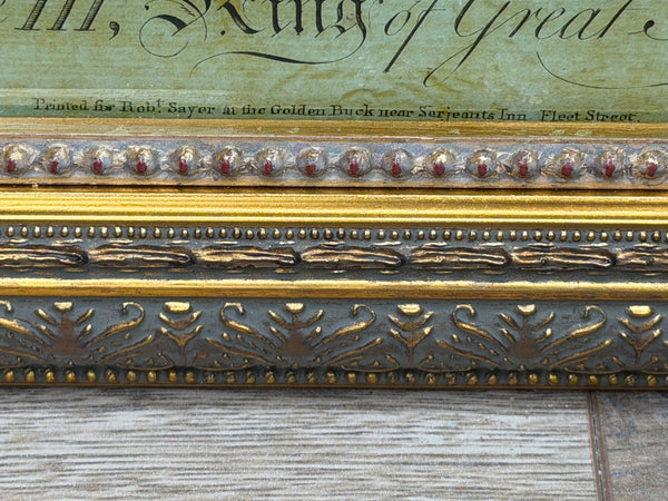 18th Century King George III  Reverse-Painted Mezzotint Engraved by Richard Purcell