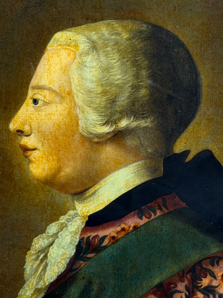 18th Century King George III  Reverse-Painted Mezzotint Engraved by Richard Purcell