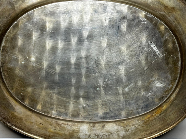 🦌 Antique Danish Silver Plate Repoussé Hunting Game Platter, c.1880s – Attributed to the Style of Cohr