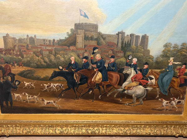 Victorian Oil Hunt Painting King George III Returning from Hunting, Windsor Castle
