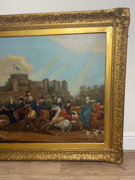 Victorian Oil Hunt Painting King George III Returning from Hunting, Windsor Castle