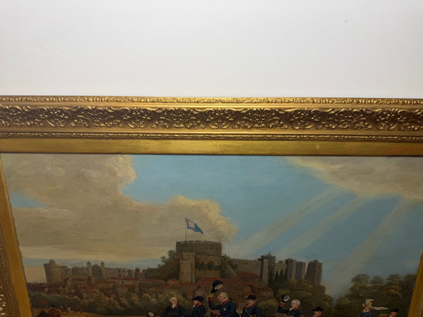 Victorian Oil Hunt Painting King George III Returning from Hunting, Windsor Castle