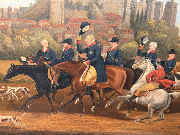 Victorian Oil Hunt Painting King George III Returning from Hunting, Windsor Castle