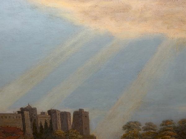 Victorian Oil Hunt Painting King George III Returning from Hunting, Windsor Castle