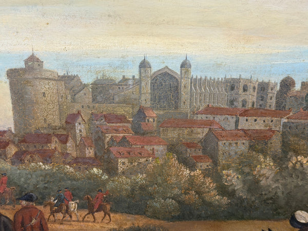 Victorian Oil Hunt Painting King George III Returning from Hunting, Windsor Castle