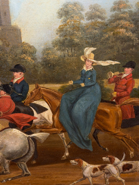 Victorian Oil Hunt Painting King George III Returning from Hunting, Windsor Castle