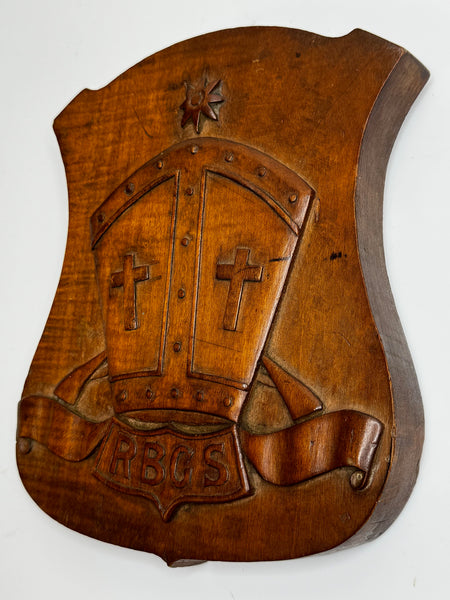 ✍️ From Scholar’s Hands: A 1919 Hand-Carved Crest of Rivington & Blackrod Grammar School