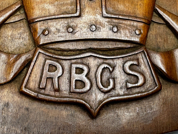 ✍️ From Scholar’s Hands: A 1919 Hand-Carved Crest of Rivington & Blackrod Grammar School