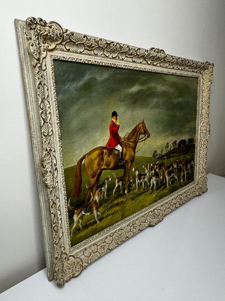 Oil Painting Red Coat Huntsman With Hounds Fernie Hunt By John Theodore Kenney