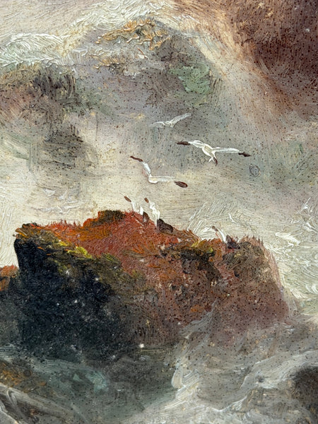 La Corbière Lighthouse Shipwreck Beneath, Jersey Victorian Marine Painting