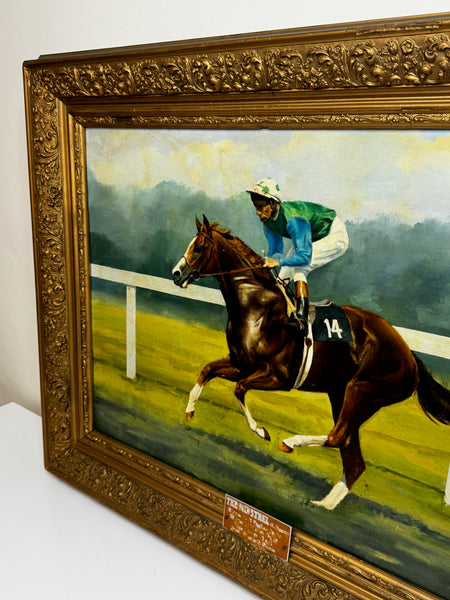 Oil Painting The Minstrel Epsom Derby 1977 Jockey Lester Piggott Up