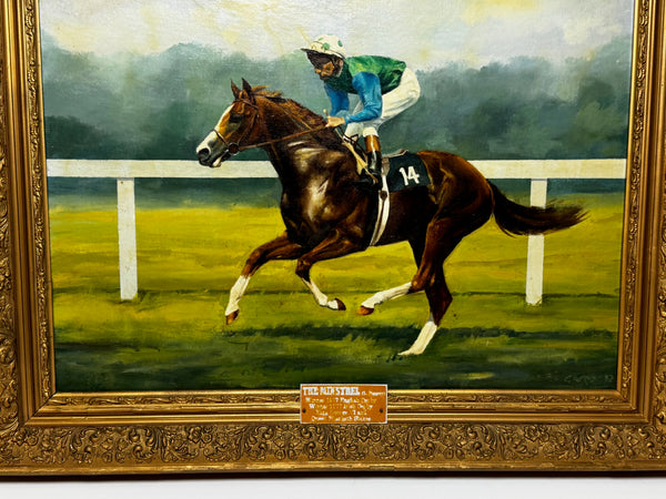 Oil Painting The Minstrel Epsom Derby 1977 Jockey Lester Piggott Up