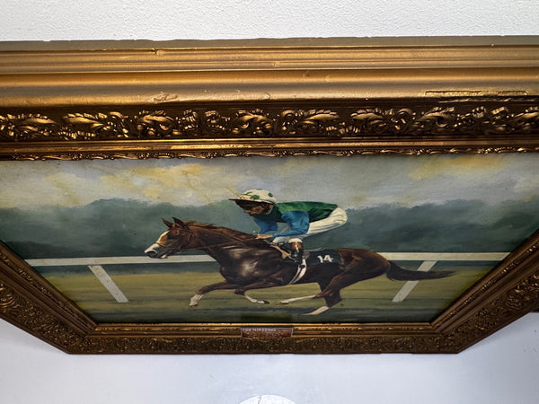 Oil Painting The Minstrel Epsom Derby 1977 Jockey Lester Piggott Up